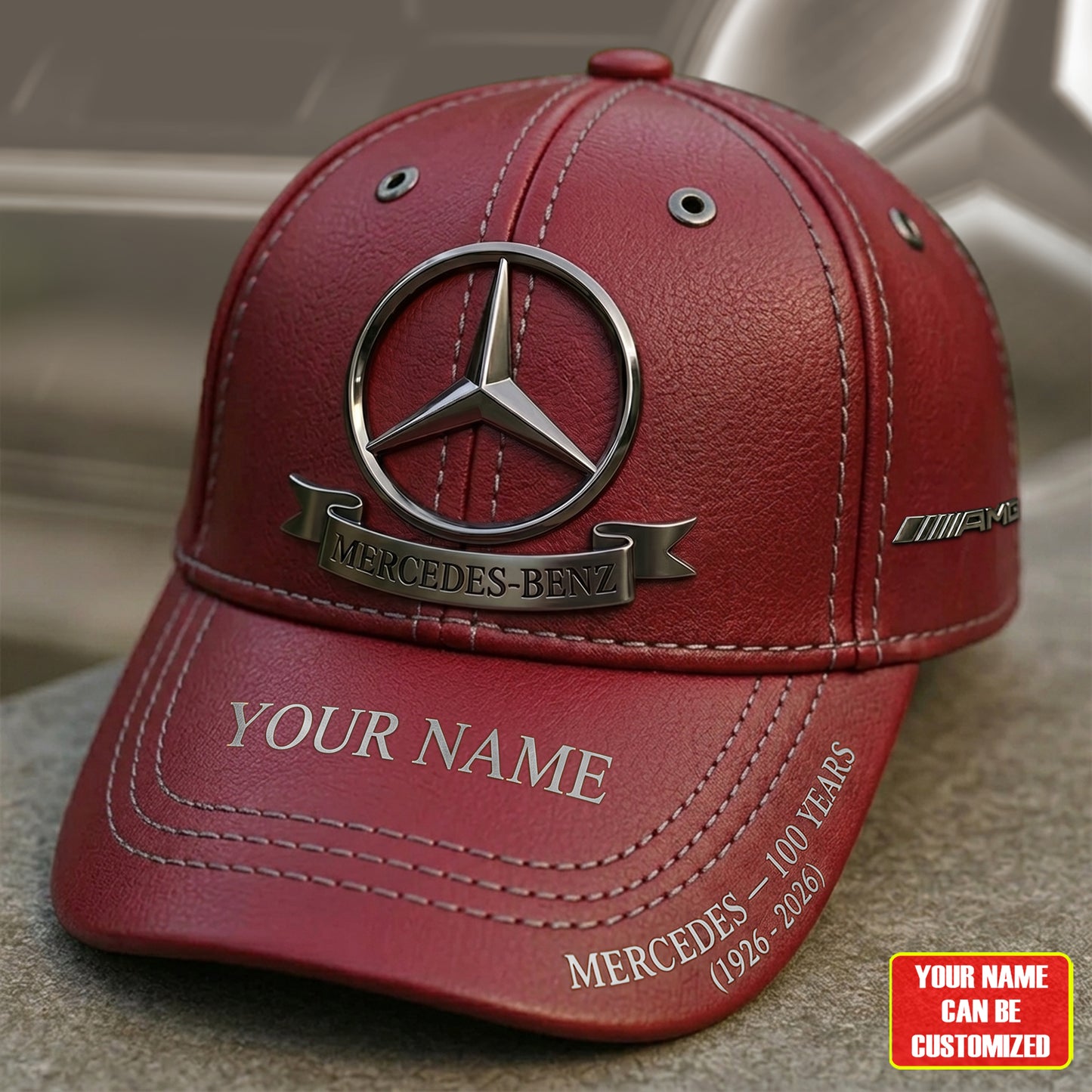 Personalized Merc AMG 100th Anniversary Leather Classic Cap (1926-2026)