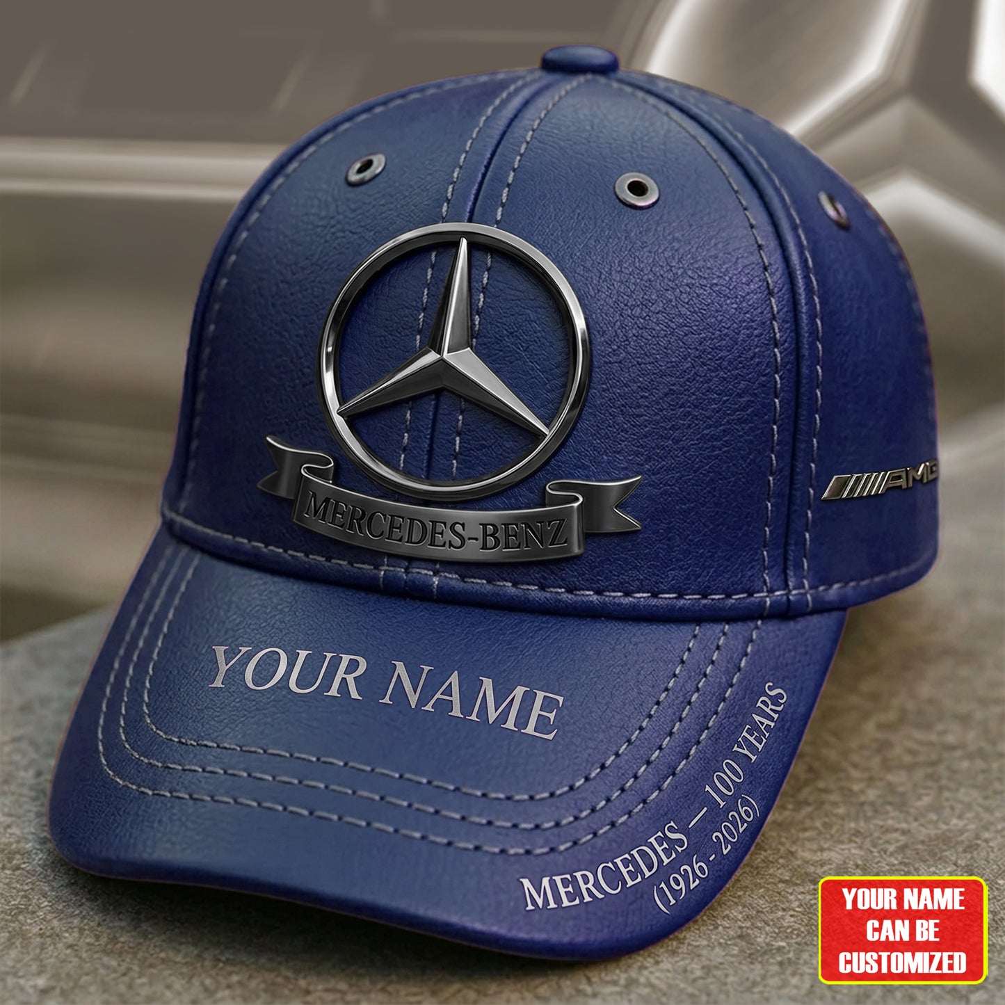 Personalized Merc AMG 100th Anniversary Leather Classic Cap (1926-2026)