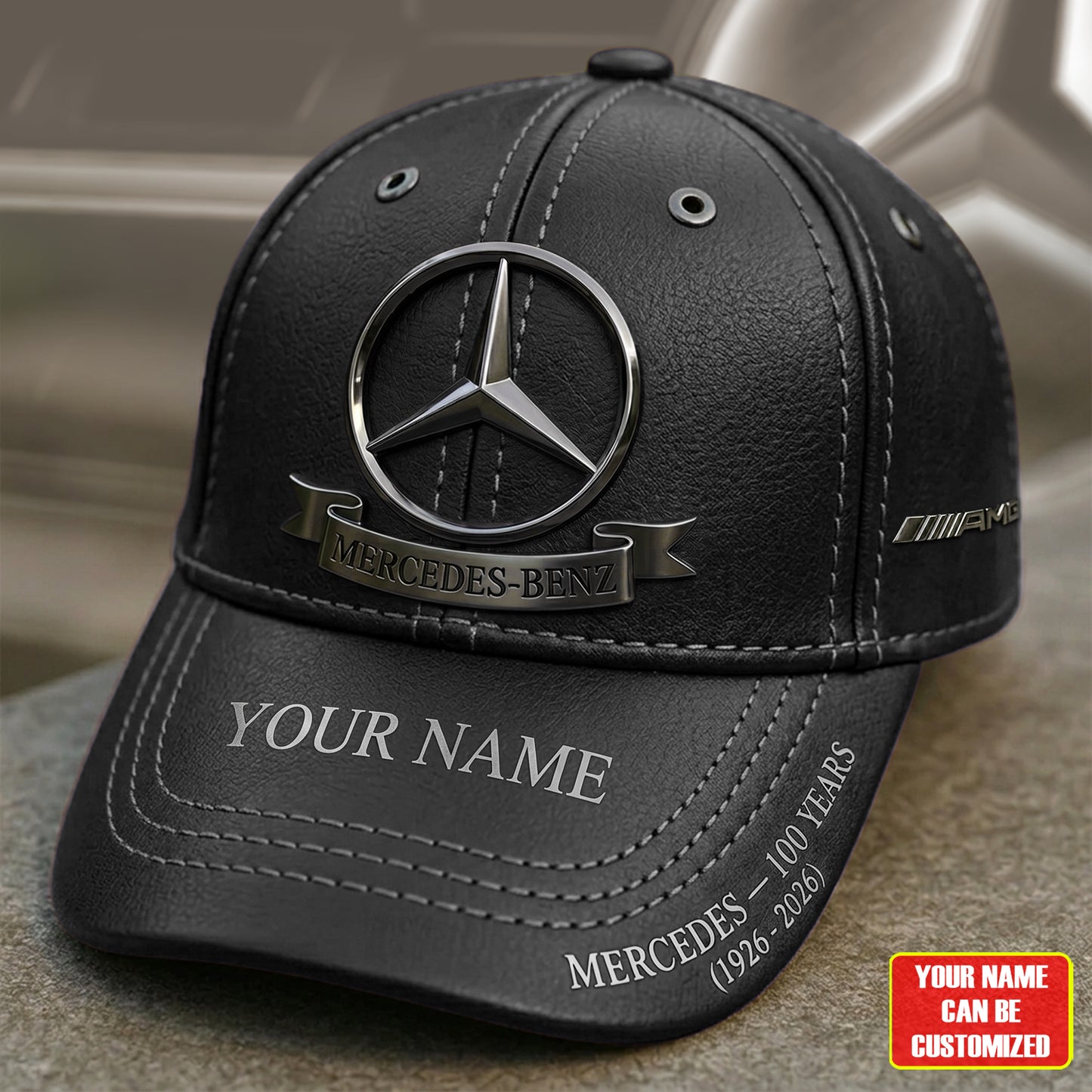 Personalized Merc AMG 100th Anniversary Leather Classic Cap (1926-2026)