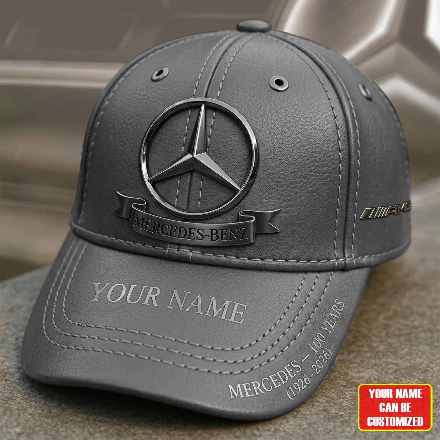 Personalized Merc AMG 100th Anniversary Leather Classic Cap (1926-2026)