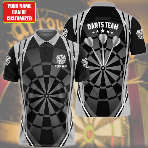 Personalized Name Black Darts Team All Over Printed Unisex Shirt Q240408