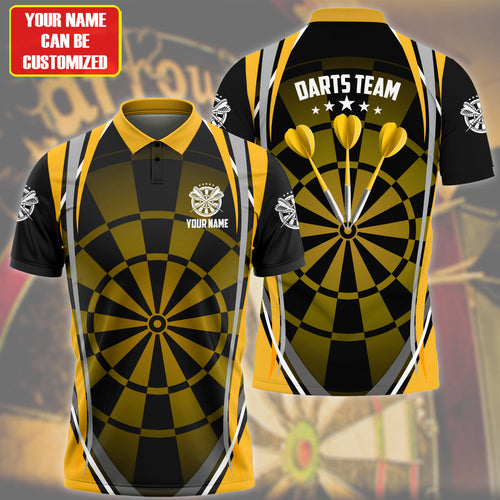 Personalized Name Yellow Darts Team All Over Printed Unisex Shirt Q240408