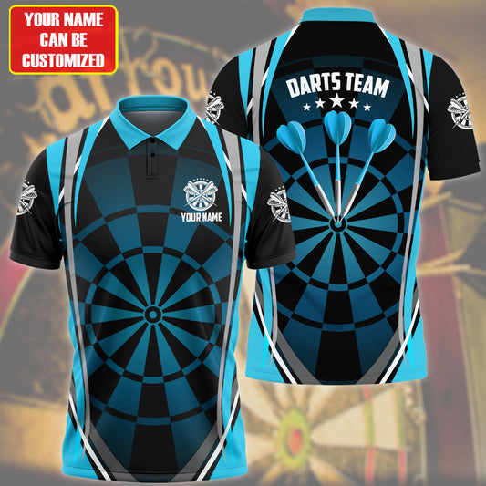 Personalized Name Teal Darts Team All Over Printed Unisex Shirt Q240408