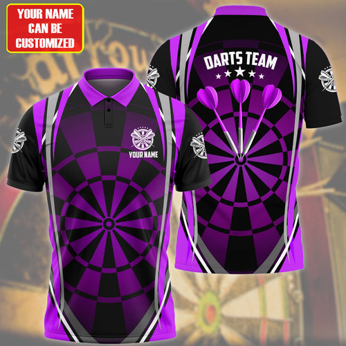 Personalized Name Purple Darts Team All Over Printed Unisex Shirt Q240408