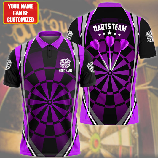 Personalized Name Purple Darts Team All Over Printed Unisex Shirt Q240408