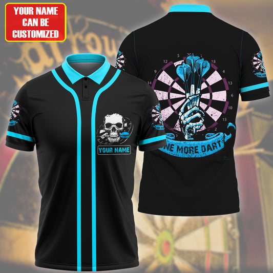 Personalized Name Teal Skull One More Darts All Over Printed Unisex Shirt Q240409