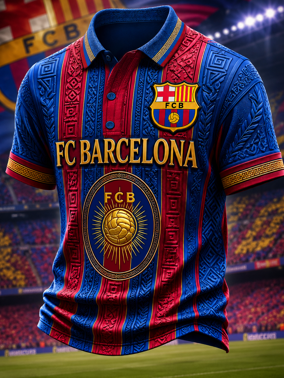 Personalized Barca FC Luxury Pattern Polo Shirt V2