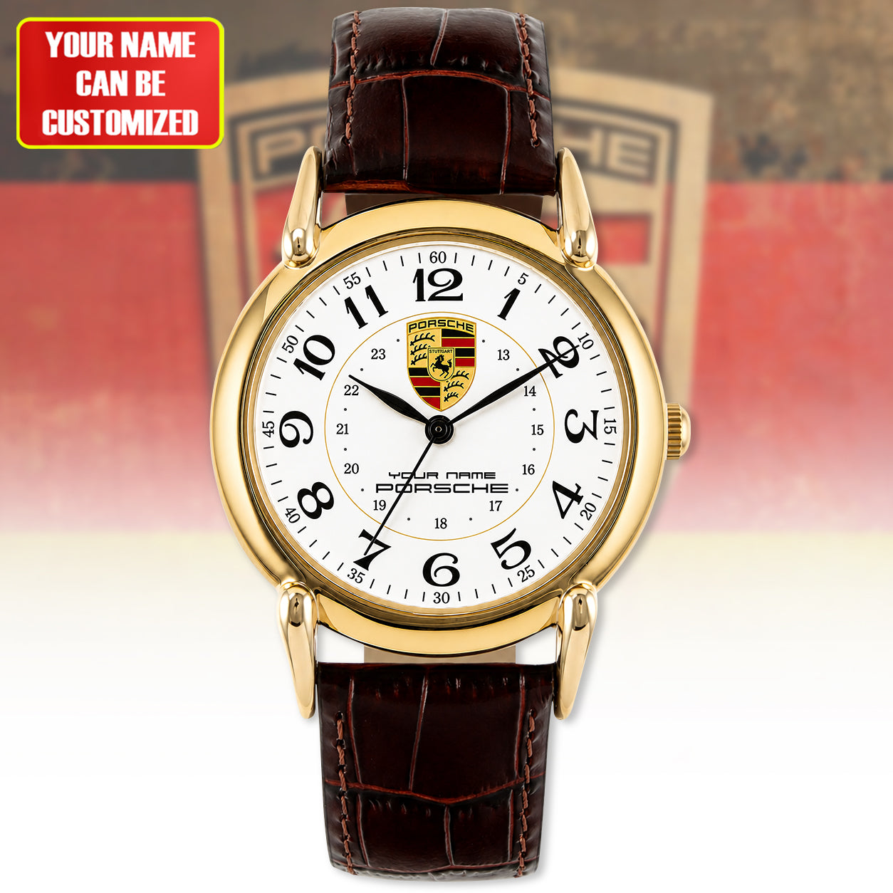 Personalized Pors Peugeot Leather Strap Watch