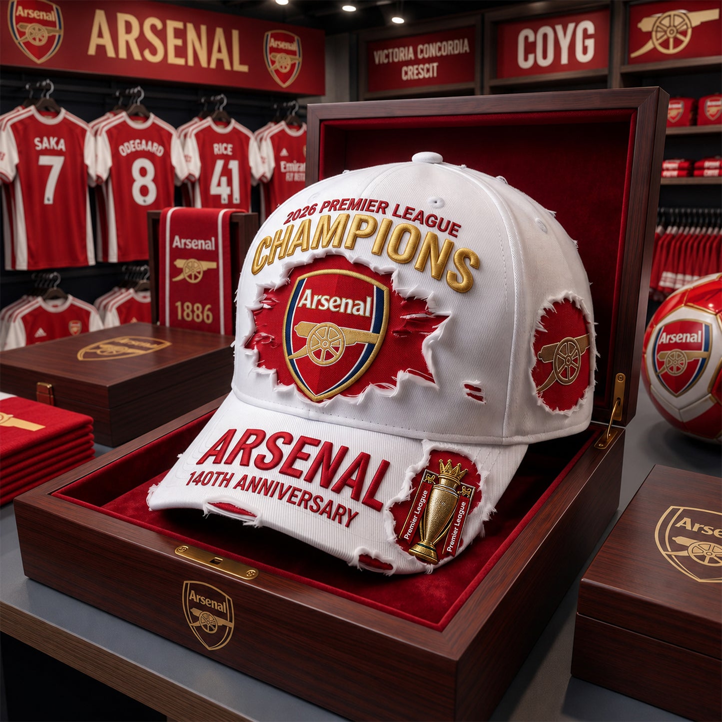 Arsenal FC 140TH Anniversary Champions Sport Denim Cap (1886-2026)