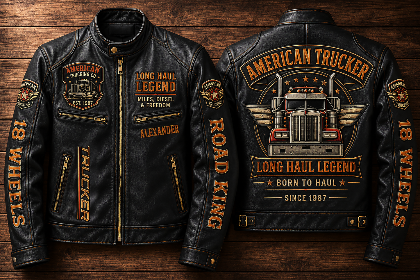 American Trucker Edition Vintage Collar Leather Jacket