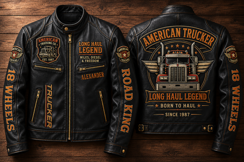 American Trucker Edition Vintage Collar Leather Jacket