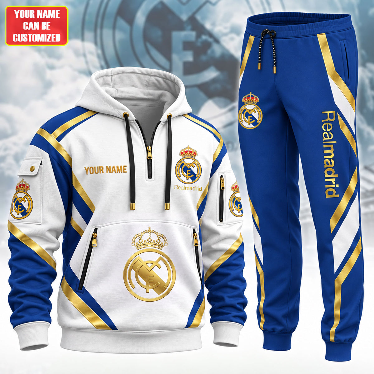 Personalized Real FC 2026 3D Cotton Hoodie and Sweatpants set