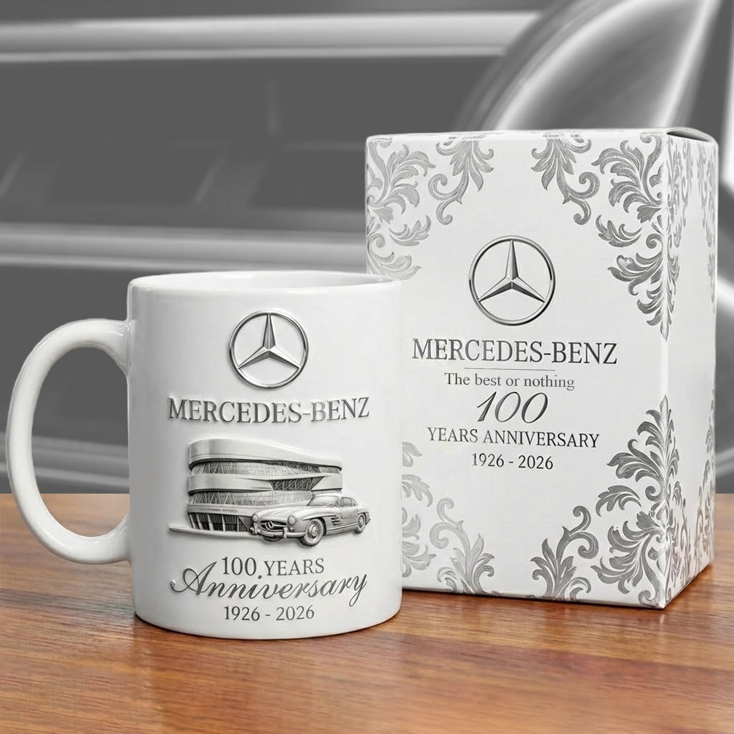 Merc Luxury 100 Years Anniversary Accent Mug , Cream Mug Gifts , Holiday Gifts