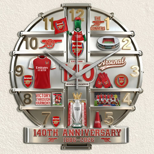 Arsenal FC 140th Anniversary Home Decorative 3D Visual Effect Acrylic Wall Clock (1886-2026)
