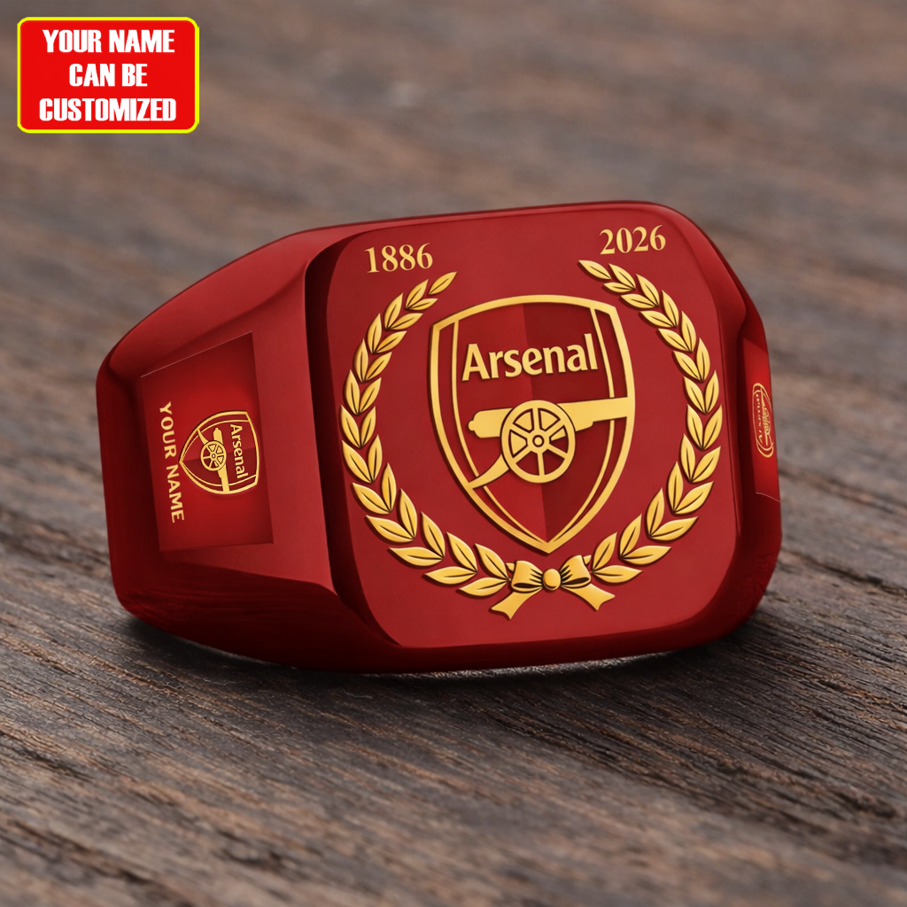Arsenal FC 140th Anniversary Custom Name Classic Design Ring