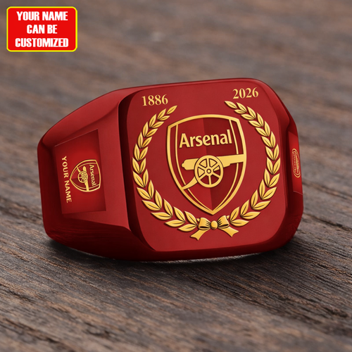 Arsenal FC 140th Anniversary Custom Name Classic Design Ring