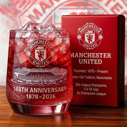 Personalized MU FC 148 Years Anniversary Whisky , MU Whiskey Glass, Holiday Gifts V10