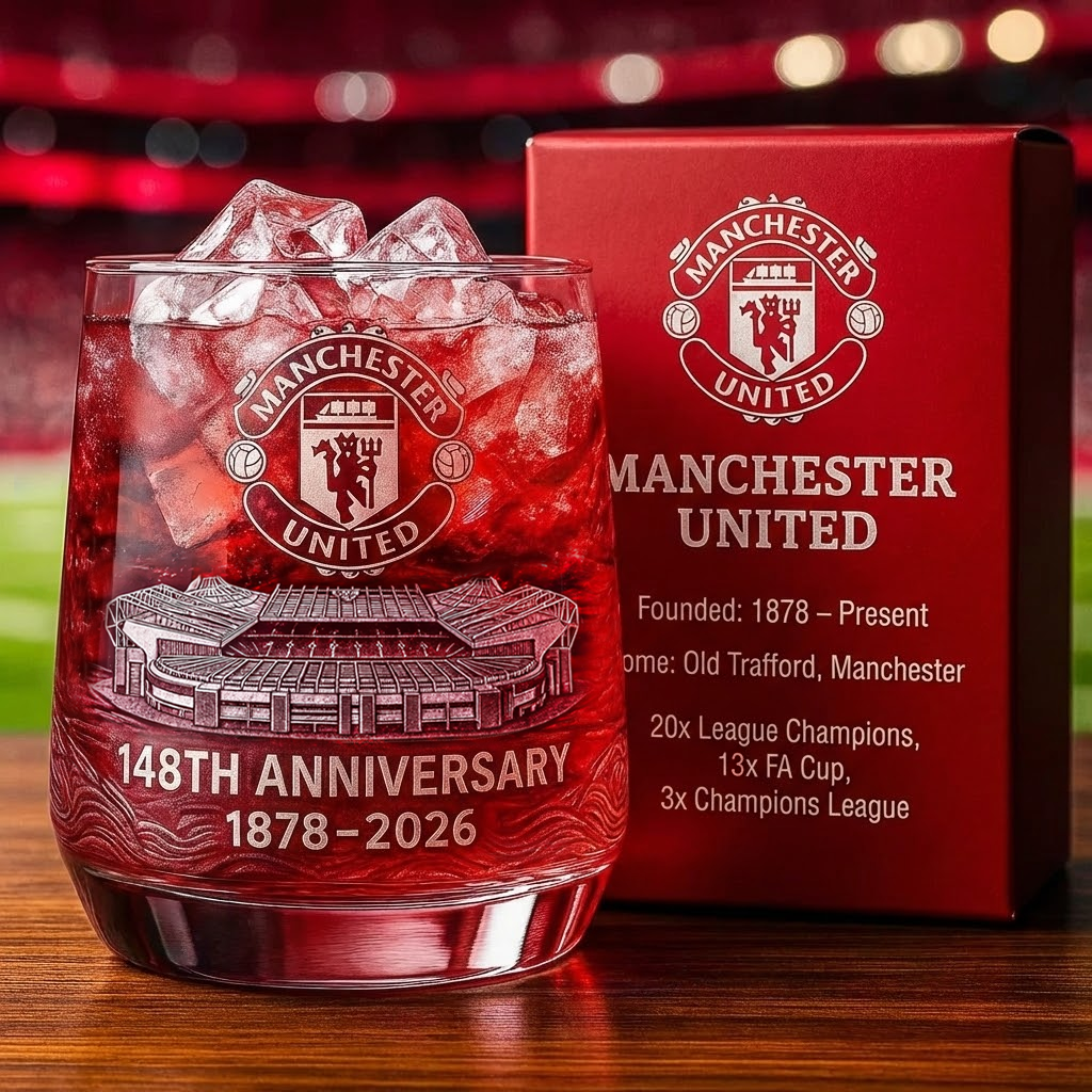 Personalized MU FC 148 Years Anniversary Whisky , MU Whiskey Glass, Holiday Gifts V10