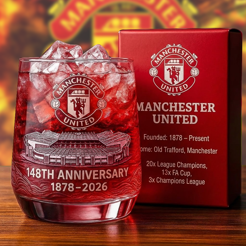 Personalized MU FC 148 Years Anniversary Whisky , MU Whiskey Glass, Holiday Gifts V10