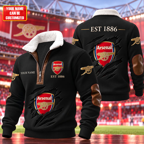 Personalized Arsenal EST 1886 Fur Zipper Pullover Shirt