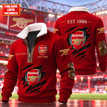 Personalized Arsenal EST 1886 Fur Zipper Pullover Shirt