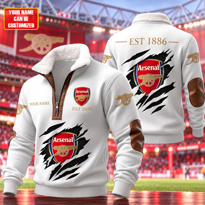 Personalized Arsenal EST 1886 Fur Zipper Pullover Shirt