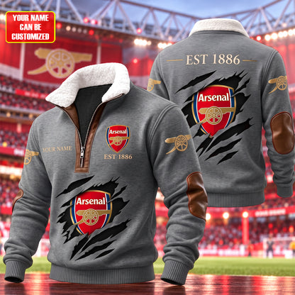 Personalized Arsenal EST 1886 Fur Zipper Pullover Shirt