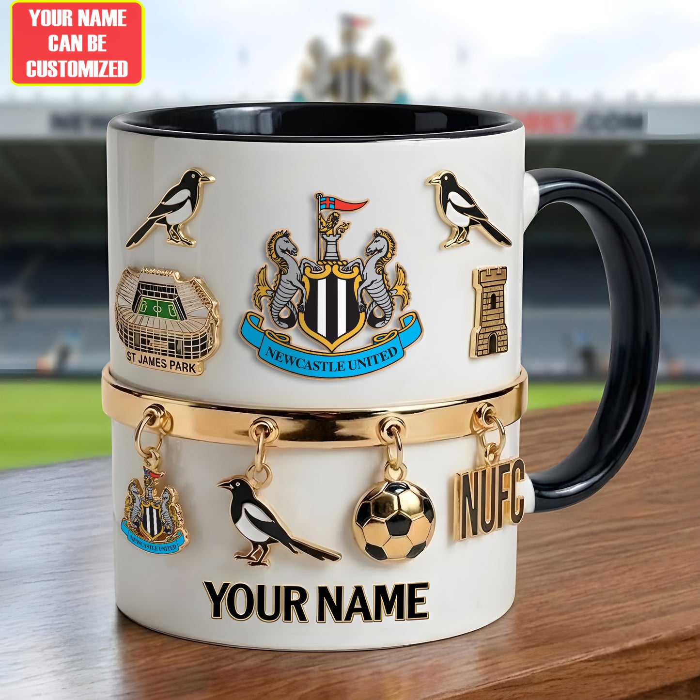 Personalized Newcastle Stadium Accent Mug , Cream Mug Gifts , Holiday Gifts