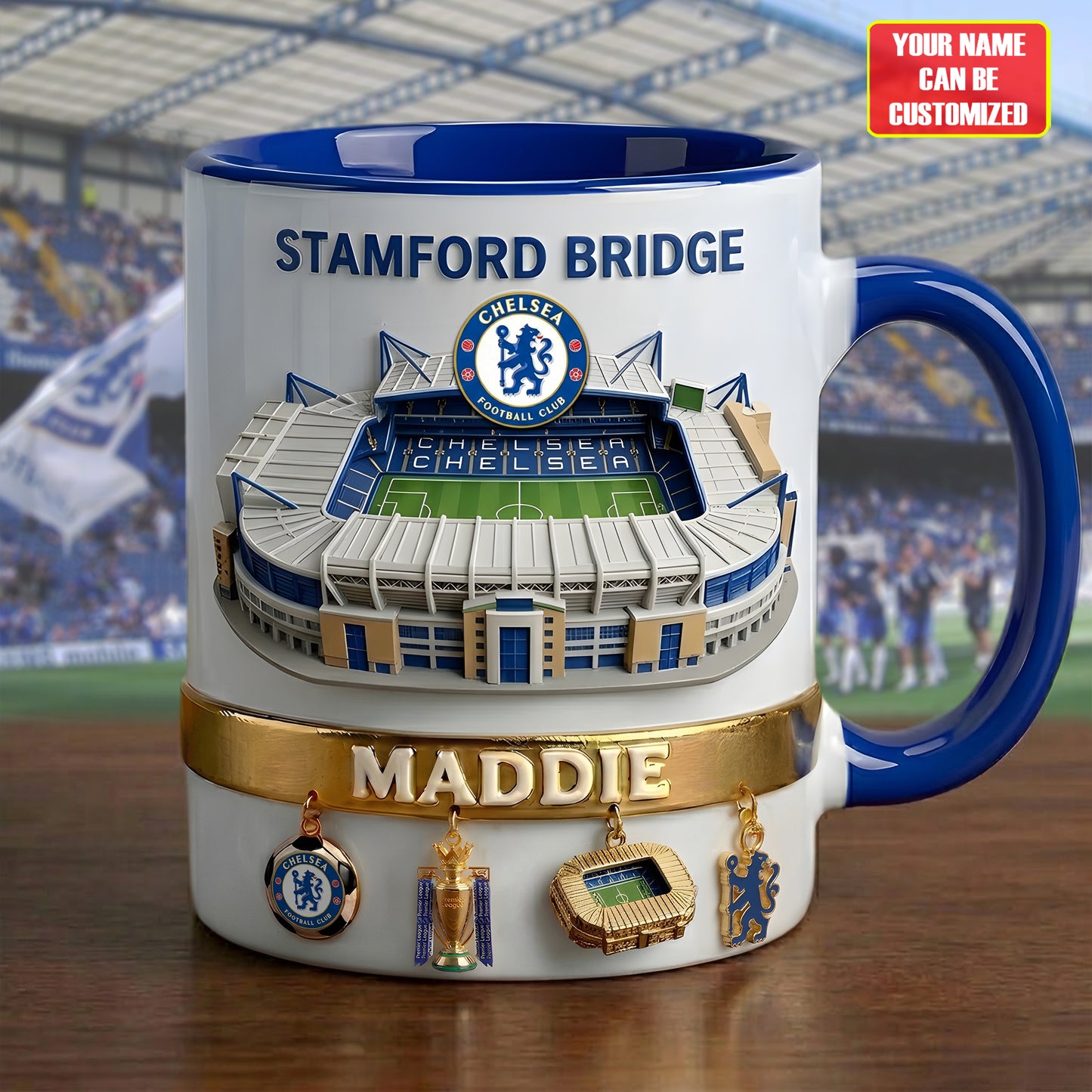 Chelsea FC Stadium Accent Mug , Cream Mug Gifts , Holiday Gifts
