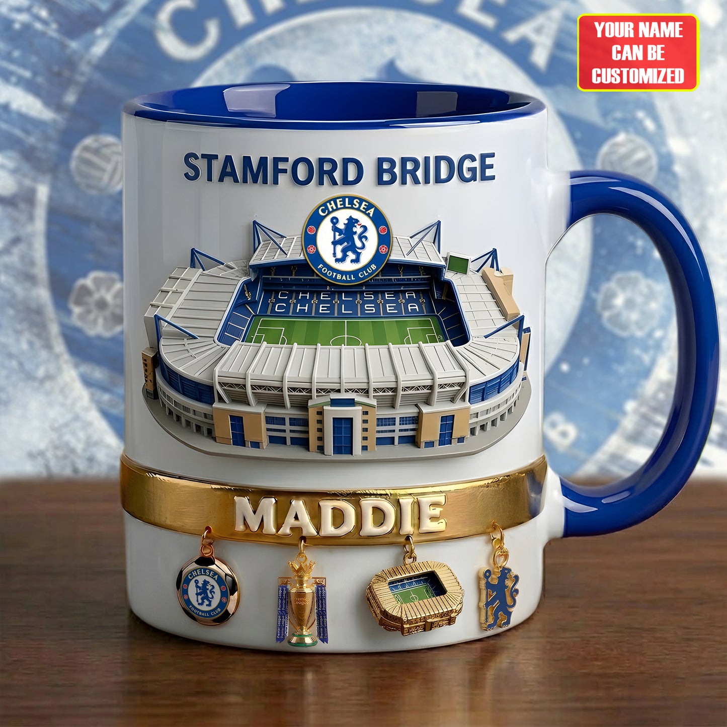 Chelsea FC Stadium Accent Mug , Cream Mug Gifts , Holiday Gifts