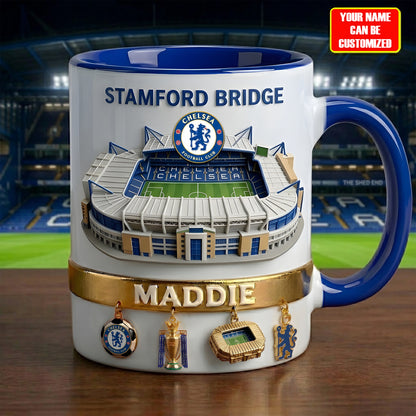 Chelsea FC Stadium Accent Mug , Cream Mug Gifts , Holiday Gifts