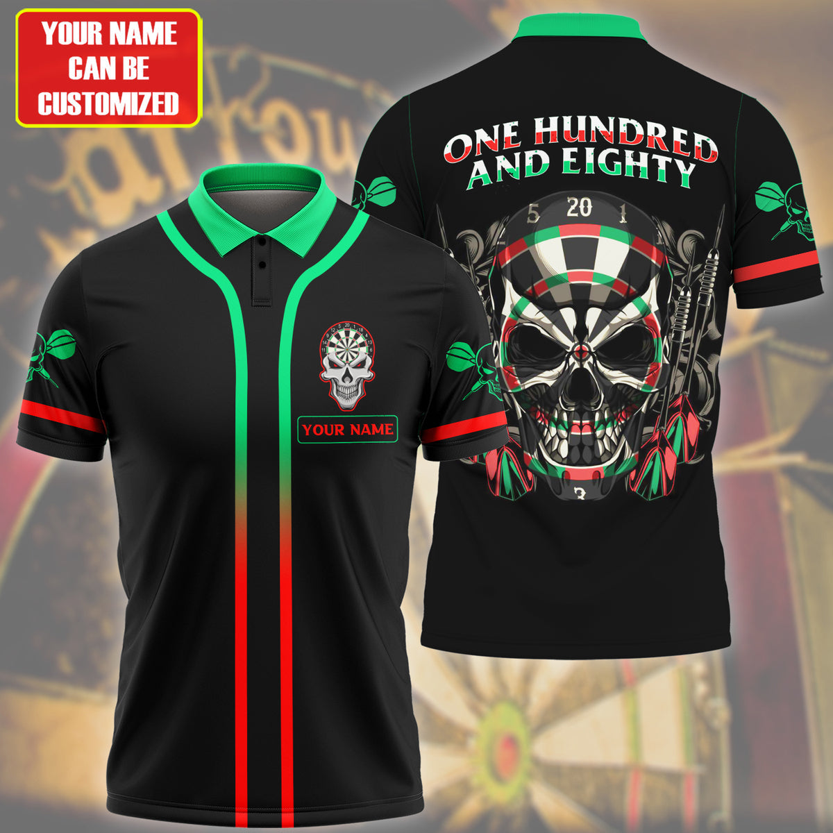Personalized Name Skull Darts Funny All Over Printed Unisex Shirt Q260404