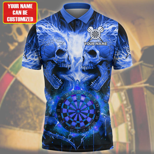Personalized Name Skull Darts Blue Version All Over Printed Unisex Shirt Q260405