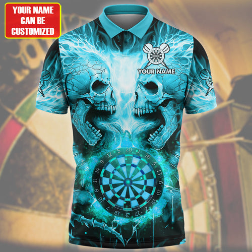 Personalized Name Skull Darts Teal Version All Over Printed Unisex Shirt Q260405