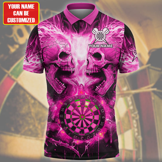 Personalized Name Skull Darts Pink Version All Over Printed Unisex Shirt Q260405