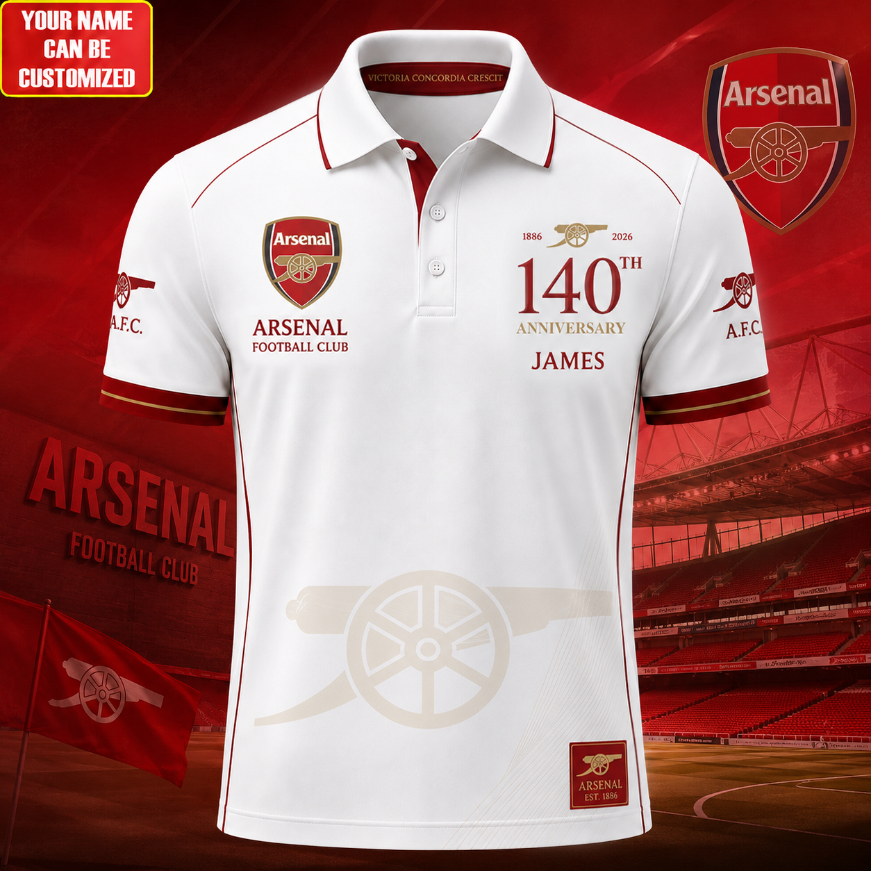 Personalized Arsenal FC 140TH Anniversary Sport 3D Full Printing Set , Shirt , Hoodie , Short , Polo , hawaii (1892-2026)