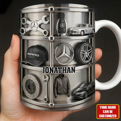 Personalized Merc AMG Metal Accent Mug , Cream Mug Gifts , Holiday Gifts