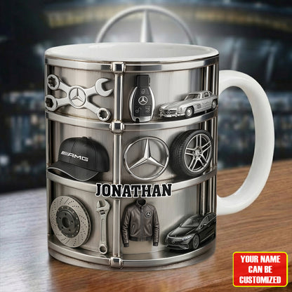 Personalized Merc AMG Metal Accent Mug , Cream Mug Gifts , Holiday Gifts