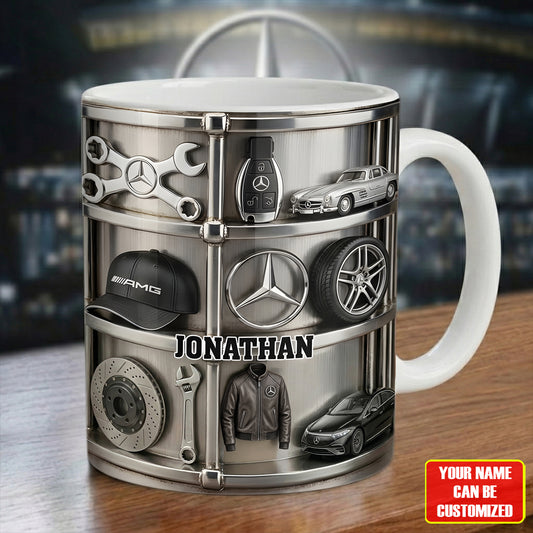 Personalized Merc AMG Metal Accent Mug , Cream Mug Gifts , Holiday Gifts
