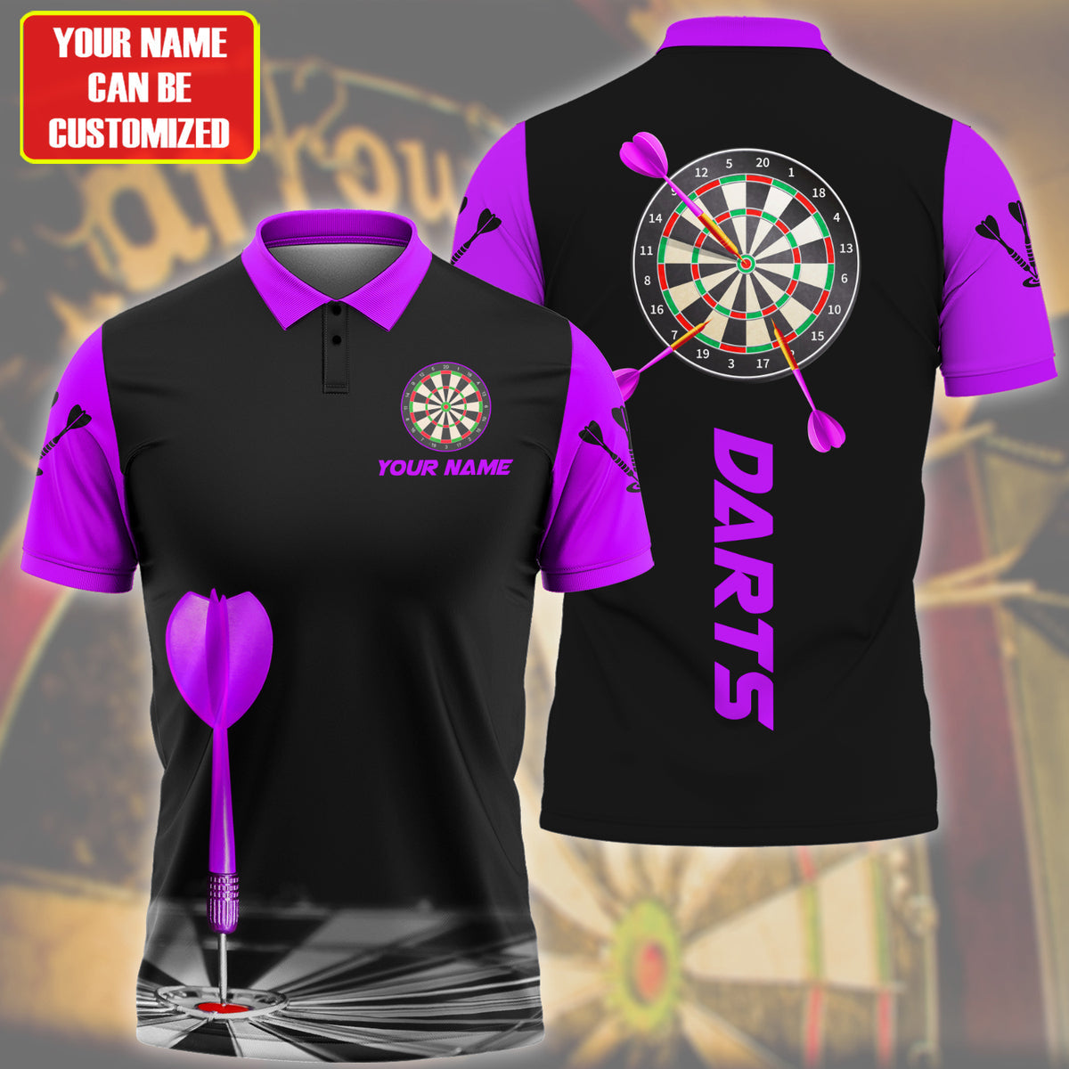 Personalized Name Darts Team Purple Version All Over Printed Unisex Shirt Q270306