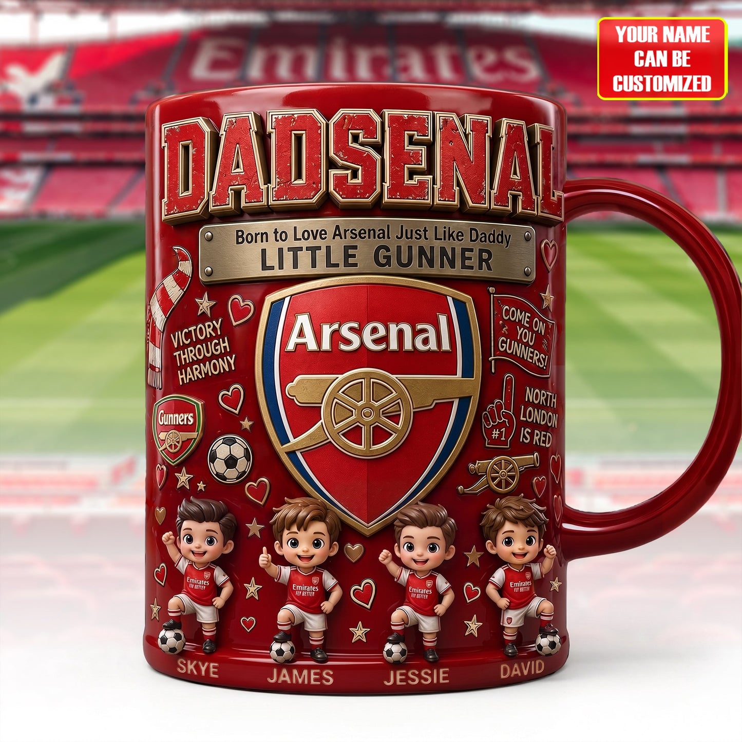 Arsenal Dad And Kids Coffee Mug - Personalized Gifts For Father's Day