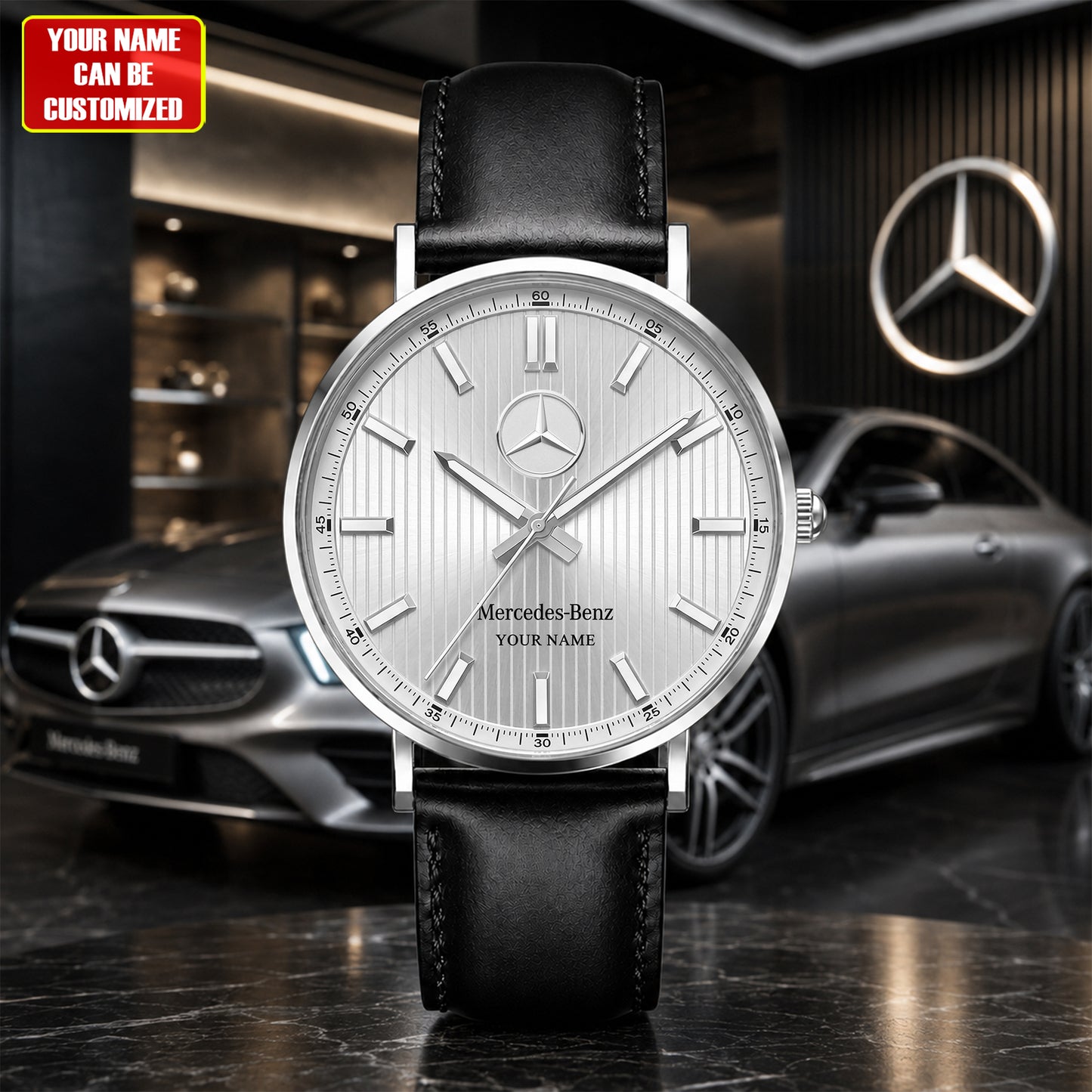 Personalized Merc Wall Luxury Classic Leather Watch