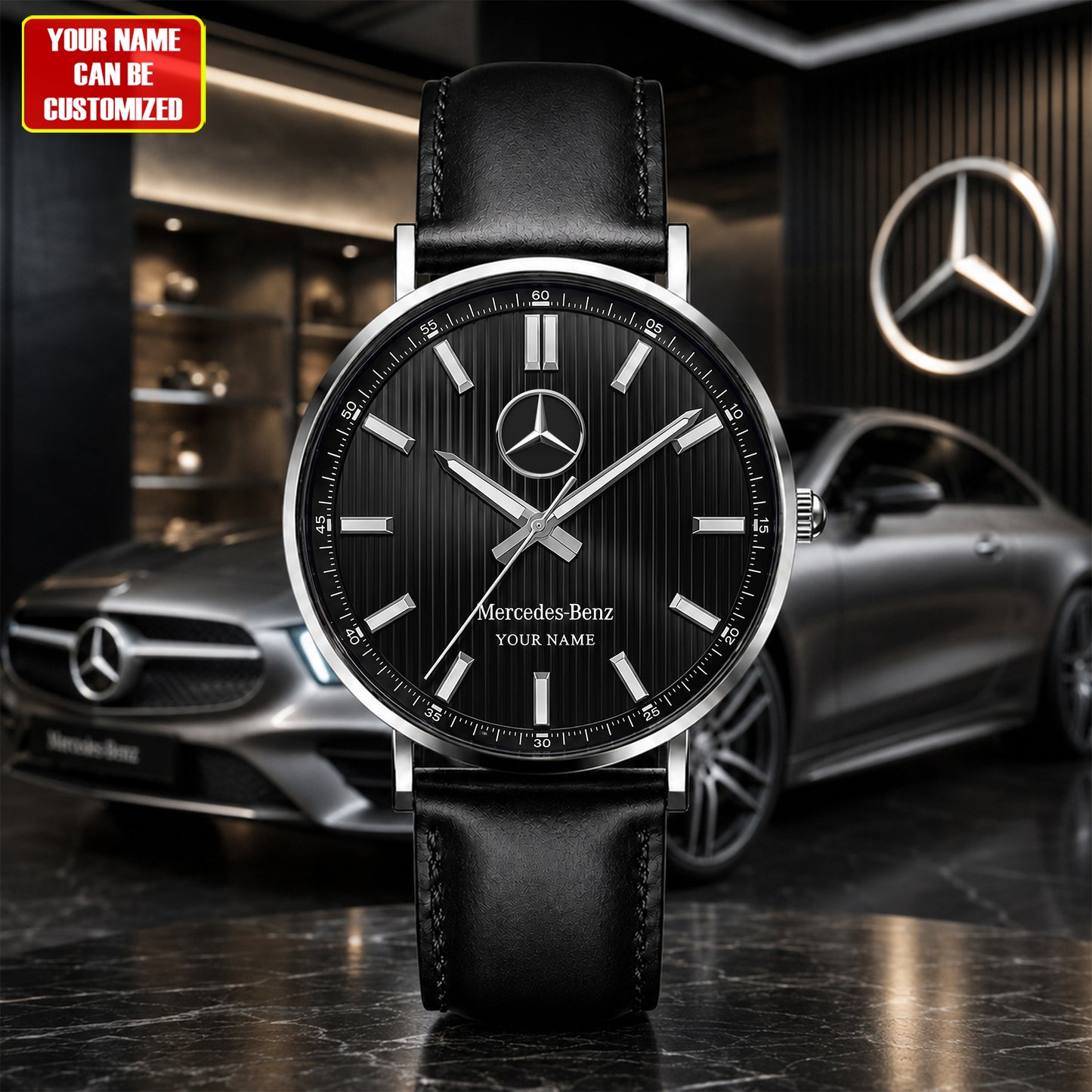 Personalized Merc Wall Luxury Classic Leather Watch