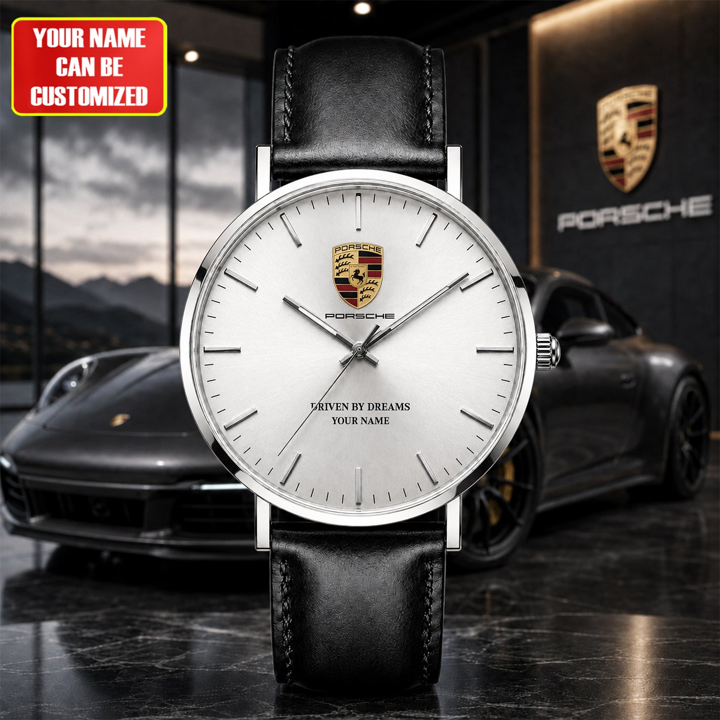 Personalized Pors Driven By Dreams 2026 Leather Watch