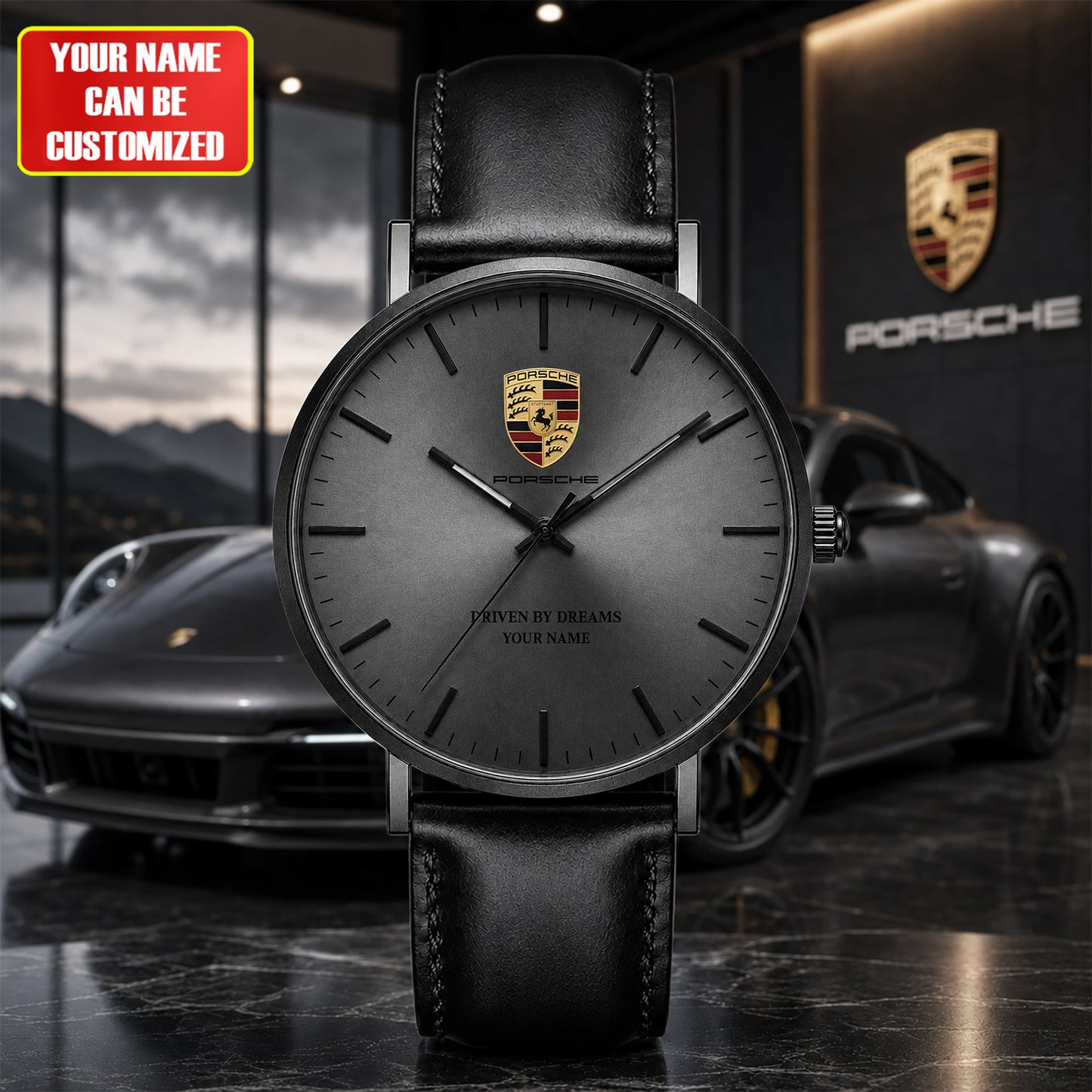 Personalized Pors Driven By Dreams 2026 Leather Watch