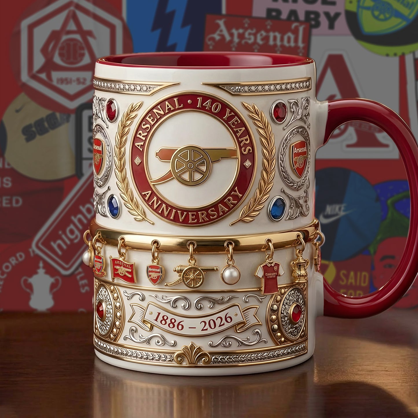 Personalized Arsenal 140 Years Anniversary Accent Mug , Cream Mug Gifts , Holiday Gifts
