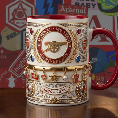 Personalized Arsenal 140 Years Anniversary Accent Mug , Cream Mug Gifts , Holiday Gifts
