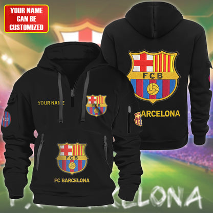 Personalized Barca FC Embroidery Zip-Hoodie Cotton Jacket