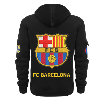 Personalized Barca FC Embroidery Zip-Hoodie Cotton Jacket