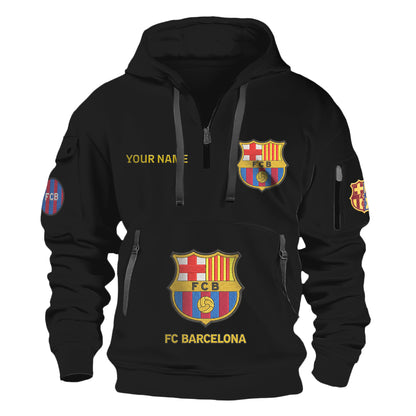 Personalized Barca FC Embroidery Zip-Hoodie Cotton Jacket